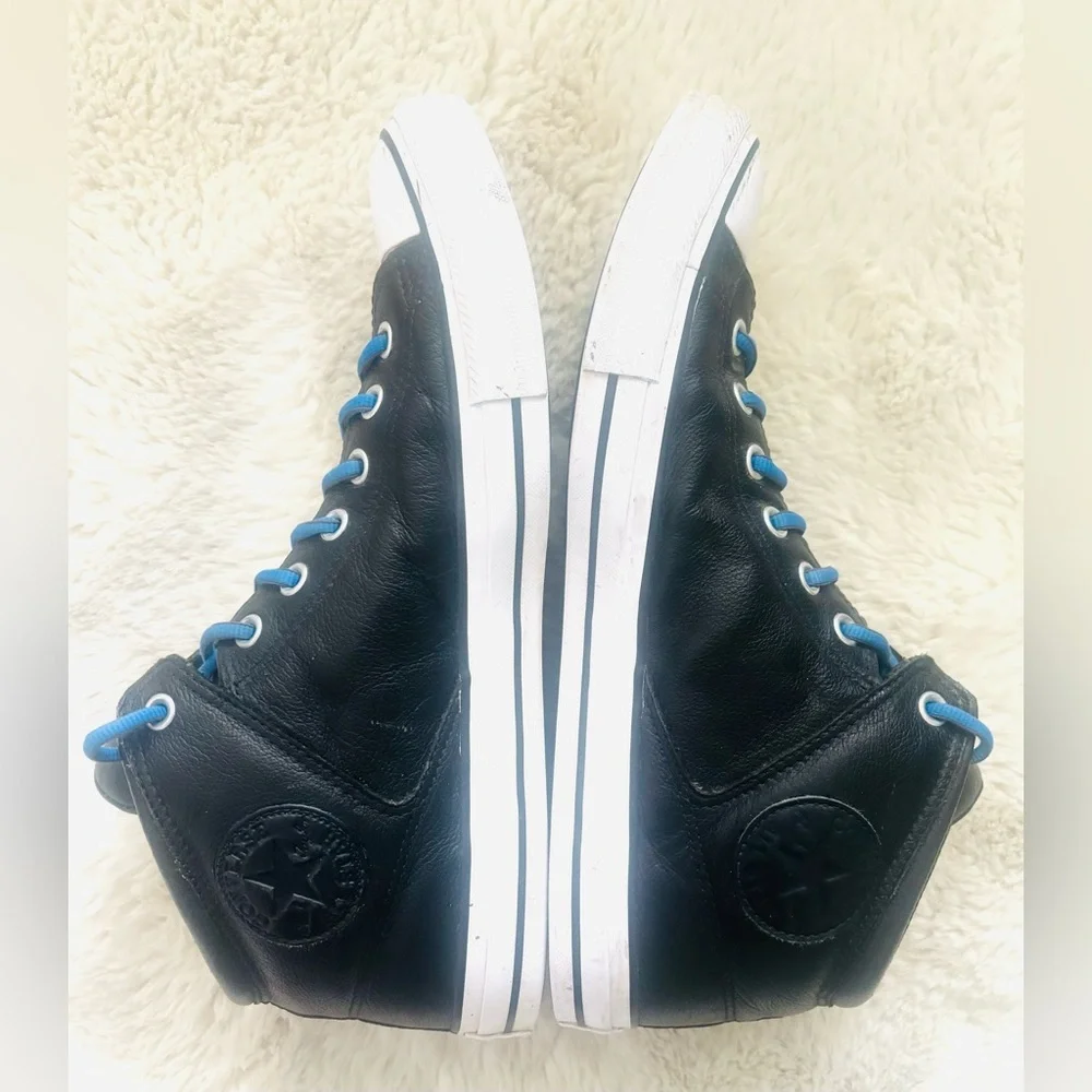 Converse Chuck Taylor All Star Leather High-Top Sneakers Blue Laces Size: 12 - Picture 3 of 8